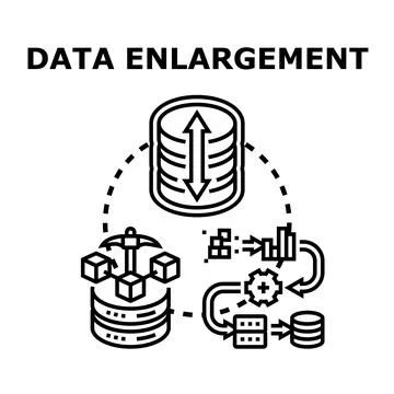 Data enlargement concept illustrating big growth and analysis Stock Illustration