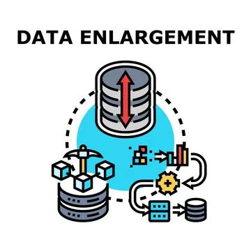 Data enlargement concept illustrating big growth and analysis Stock Illustration