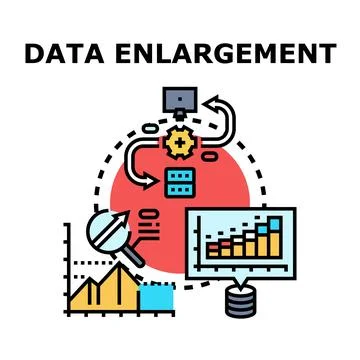 Data enlargement processing and big data analysis concept Illustrazione stock