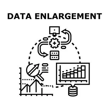 Data enlargement processing and big data analysis concept Illustrazione stock