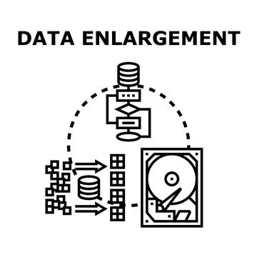 Data enlargement processing big data storage system Illustrazione stock