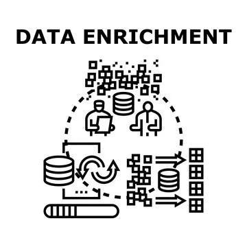 Data enrichment concept improving business analytics process Stock Illustration