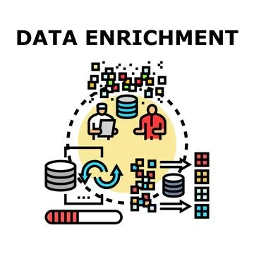 Data enrichment concept improving business analytics process Stock Illustration