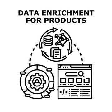 Data enrichment process maximizing product information value Stock Illustration