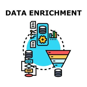 Data enrichment process transforming raw information into valuable insights Stock Illustration