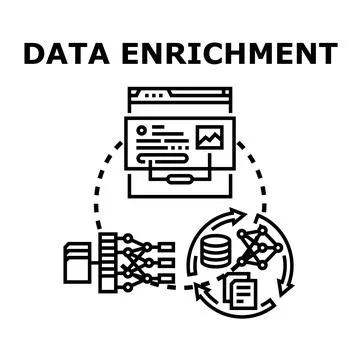 Data enrichment processing for business and digital analysis Illustrazione stock