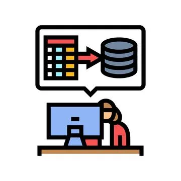 Data entry administrative assistant color icon vector illustration Stock Illustration