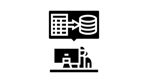 Data entry administrative assistant glyph icon animation Stock Footage 326142362
