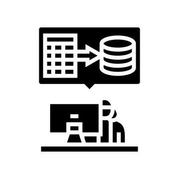 Data entry administrative assistant glyph icon vector illustration Ilustración de archivo