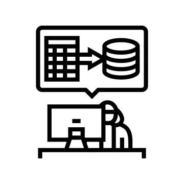 Data entry administrative assistant line icon vector illustration 스톡 일러스트