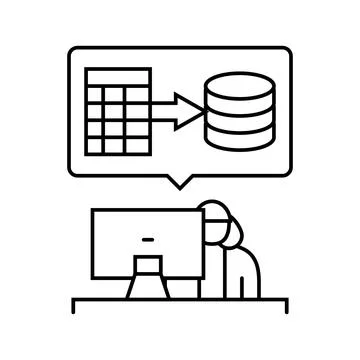 Data entry administrative assistant line icon vector illustration Stock Illustration