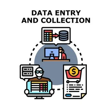 Data entry and collection process concept illustration Stock Illustration
