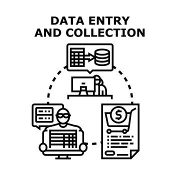 Data entry and collection process concept illustration Stock Illustration