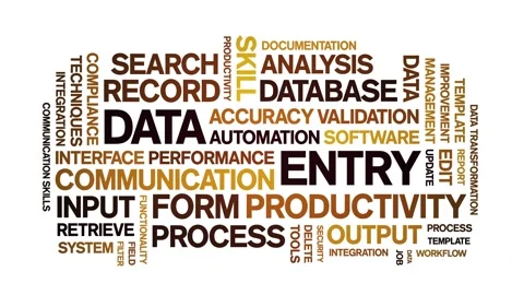 Data Entry animated word cloud,animation tag kinetic typography seamless loop. Video stock 310958127