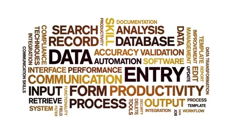 Data Entry animated word cloud,animation tag kinetic typography seamless loop. Stock Footage 310958128