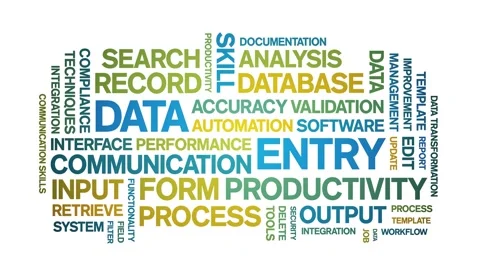 Data Entry animated word cloud,animation tag kinetic typography seamless loop. Stock Footage 310958130