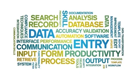 Data Entry animated word cloud,animation tag kinetic typography seamless loop. Stock Footage 310958131