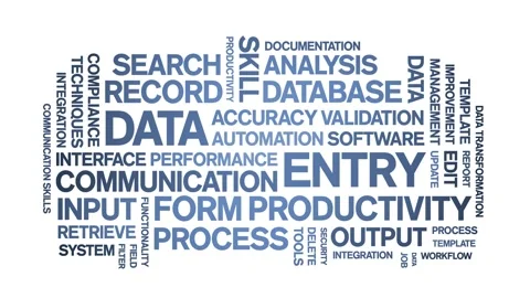 Data Entry animated word cloud,animation tag kinetic typography seamless loop. Stock Footage 310958139