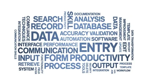 Data Entry animated word cloud,animation tag kinetic typography seamless loop. Stock Footage 310958146