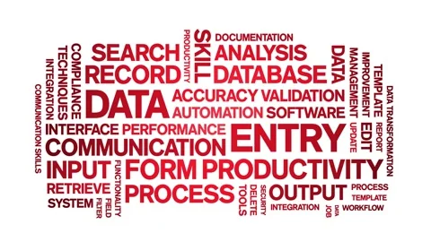 Data Entry animated word cloud,animation tag kinetic typography seamless loop. Stock Footage 310958151