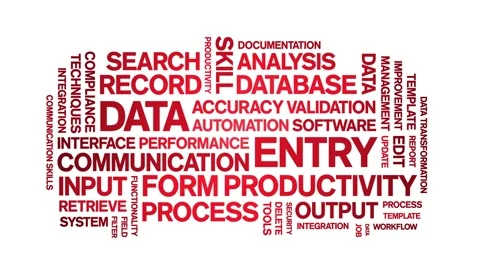 Data Entry animated word cloud,animation tag kinetic typography seamless loop. Stock Footage 310958159