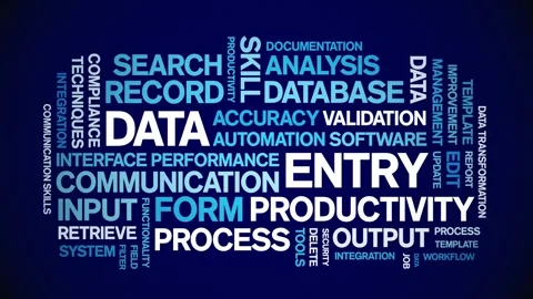 Data Entry animated word cloud,animation tag kinetic typography seamless loop. Stock Footage 310958199