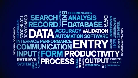 Data Entry animated word cloud,animation tag kinetic typography seamless loop. Stock Footage 310958224