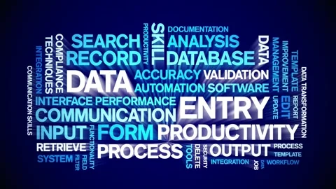 Data Entry animated word cloud,animation tag kinetic typography seamless loop. Stock Footage 310958257