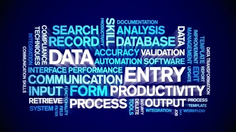 Data Entry animated word cloud,animation tag kinetic typography seamless loop. Stock Footage 310958263