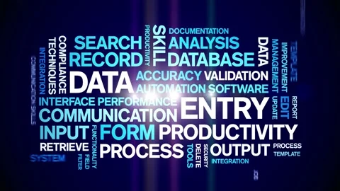 Data Entry animated word cloud,animation tag kinetic typography seamless loop. Stock Footage 310958298