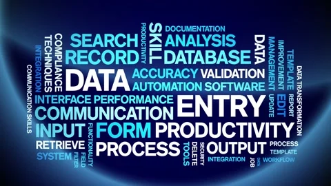 Data Entry animated word cloud,animation tag kinetic typography seamless loop. Stock Footage 310958386