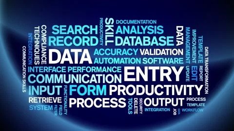 Data Entry animated word cloud,animation tag kinetic typography seamless loop. Stock Footage 310958408