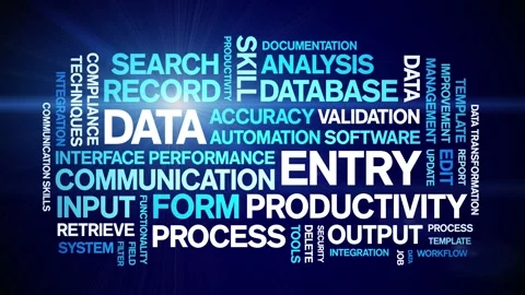 Data Entry animated word cloud,animation tag kinetic typography seamless loop. Stock Footage 310958431