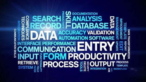Data Entry animated word cloud,animation tag kinetic typography seamless loop. Stock Footage 310958471