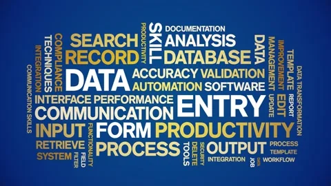 Data Entry animated word cloud,animation tag kinetic typography seamless loop. Stock Footage 310958558