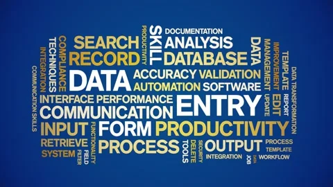 Data Entry animated word cloud,animation tag kinetic typography seamless loop. Stock Footage 310958621