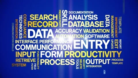 Data Entry animated word cloud,animation tag kinetic typography seamless loop. Stock Footage 310958717