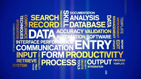 Data Entry animated word cloud,animation tag kinetic typography seamless loop. Stock Footage 310958766