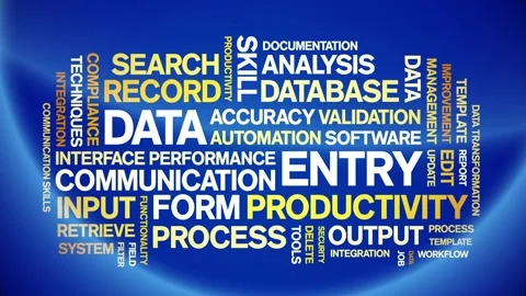 Data Entry animated word cloud,animation tag kinetic typography seamless loop. Stock Footage 310958827