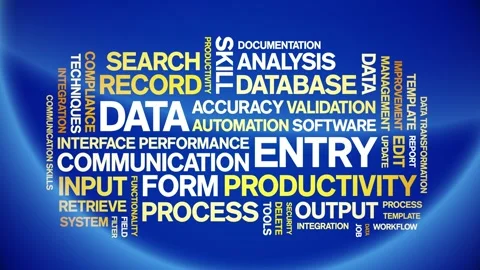 Data Entry animated word cloud,animation tag kinetic typography seamless loop. Stock Footage 310958876
