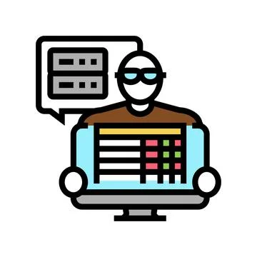 Data entry clerk color icon vector illustration Stock Illustration
