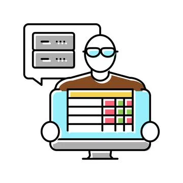 Data entry clerk color icon vector illustration Illustrazione stock