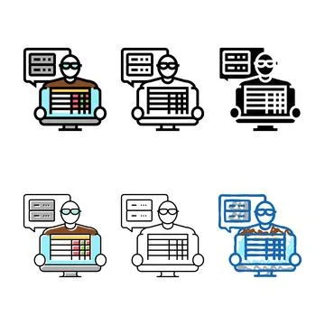 Data entry clerk color icon vector styleset Stock Illustration