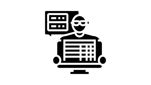 Data entry clerk glyph icon animation Stock Footage 222809659