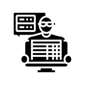 Data entry clerk glyph icon vector illustration Stock Illustration