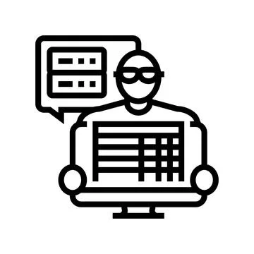 Data entry clerk line icon vector illustration Illustrazione stock