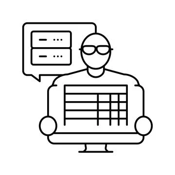 Data entry clerk line icon vector illustration Stock Illustration