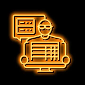 Data entry clerk neon glow icon illustration Stock-Illustration