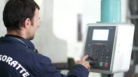 Data entry into  computerized  industrial machine Video stock 22148938