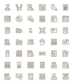 Data Entry Essential Vector Set including 42 Editable Regular Line High Res.. 스톡 일러스트